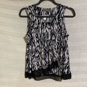 Dressbarn Zebra Print Flowy crossover front layer Large with sparkly stones